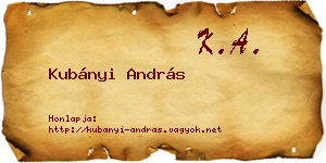 Kubányi András névjegykártya